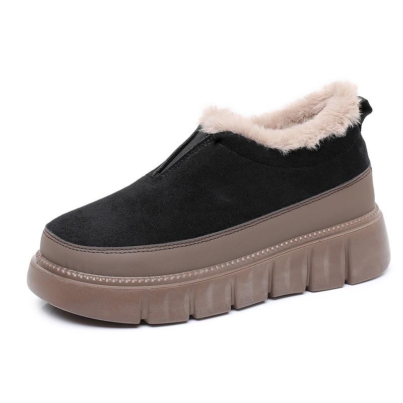 Women's Winter Warm Chunky Platform Snow Boots Non-Slip Comfortable Walking Shoes With Faux Fur Lined Outdoor Faux Suede Short Booties for Women