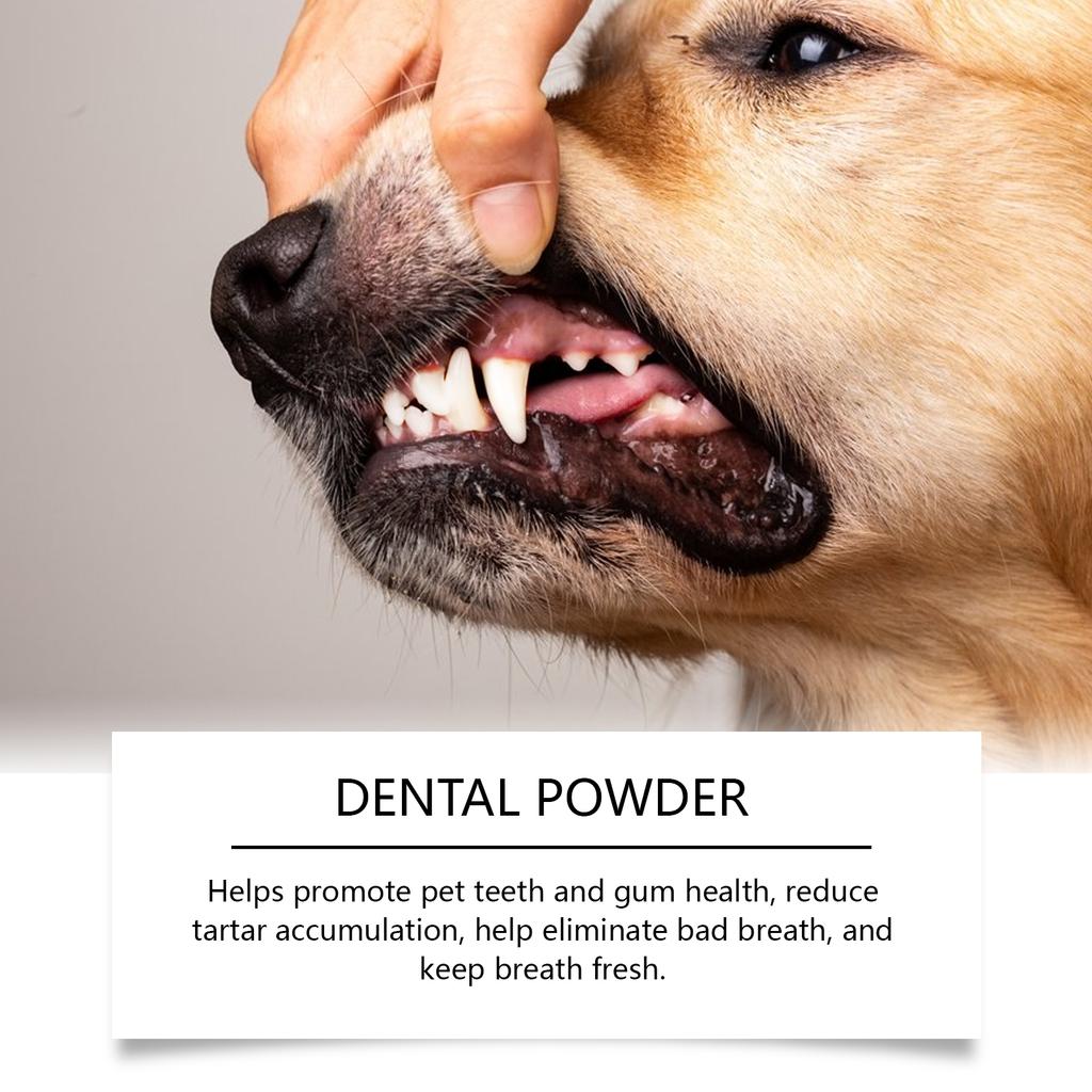 Dog Teeth Cleaning Powder Gently Cleans Pet Teeth, Improves Tartar and Yellowing, and Freshens Breath