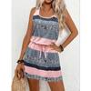 Women's Striped Print Sleeveless Dress Fashion Casual U-neck Off-the-shoulder Slip Dress