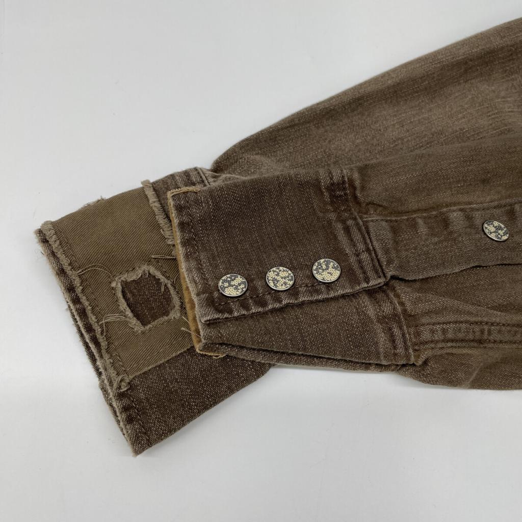 RRL Brown Patchwork Damaged Western Shirt tops XXS BrownUsed