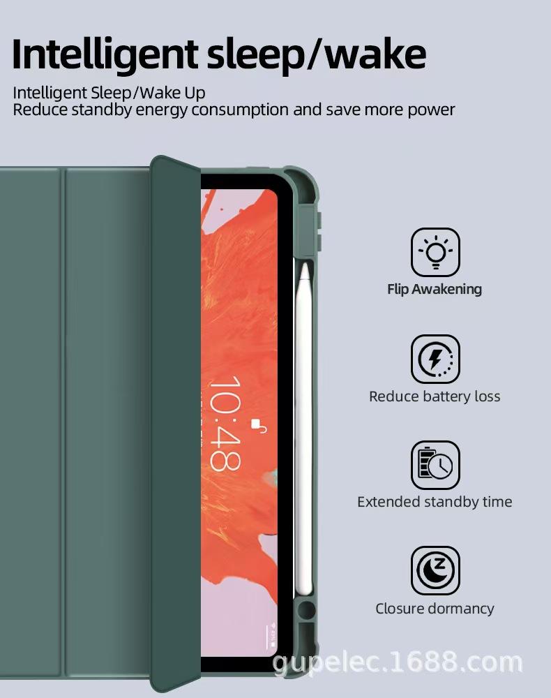 2022/2021/2020/2018 Triple Fold PU Case with Pencil Holder for 10.9 Inch iPad Air and 11 Inch iPad Pro