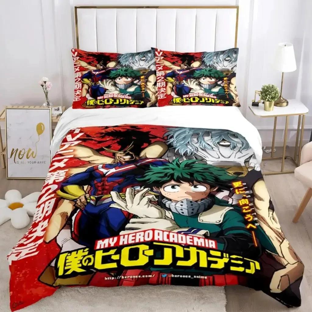 Fashion My Hero 3D Anime Print Thre Piece Beding Set Fashion Young Boys Or Adult Peoples For Beds Comfortable Quilt Covers Pilowcases Beding Set Gift