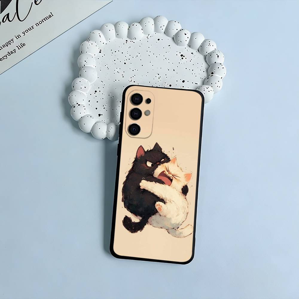 cartoon cats Phone Case For Samsung S25,S24,S21,S22,S23,S30,Ultra,S20,Plus,Fe,Lite,Black Soft Silicone