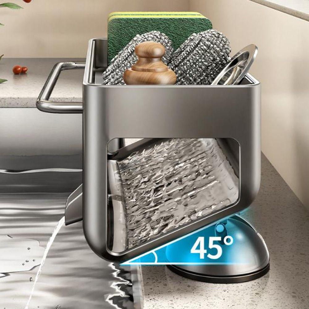 Punch Free Suction Cup Sink Drain Rack Wall Mounted Dishcloth Drying Rack for Kitchen