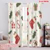 2pcs,2D Plane Printing Creative Curtains Christmas Baubles Holly Candy Canes (3) Durable 100% Polyester Fabric (without Rod)