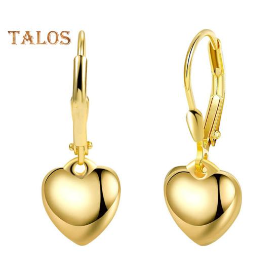 1 Pair Women Leverback Earrings Heart Pendant Polished Surface Solid Color Hanging Earrings for Dating Prom Parties Drop Earrings