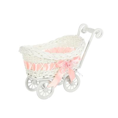 Rattan Style Candy Display Trolley For Wedding Event Plastic Candy Holder Basket Multipurpose Home Organization