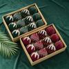 12-Piece Christmas Bauble Set, Soft-Texture Ball Decorations with Decorative Motifs and Top Rings for Holiday Tree Displays