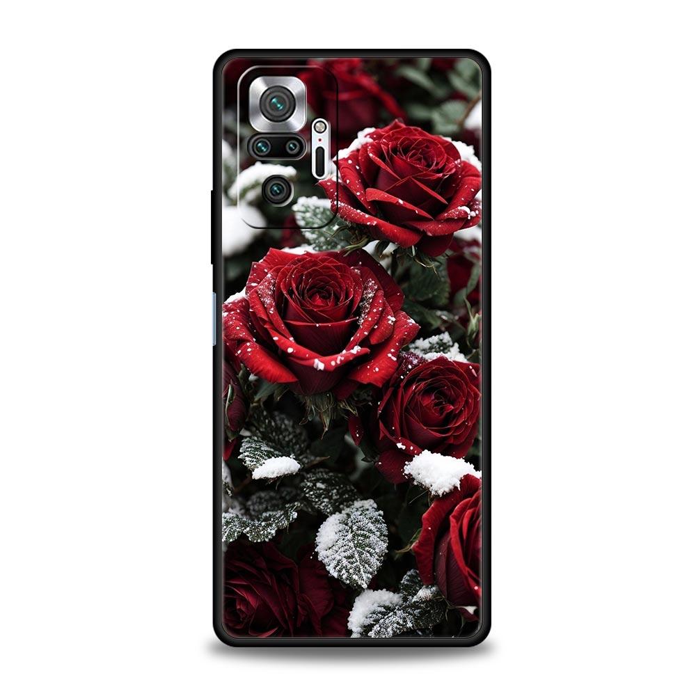 Red Roses Flowers Phone Case For Xiaomi Redmi Note 14 13 5G 10 11 12 Pro Plus 4G 14C 13C 12C 10C Black Cover