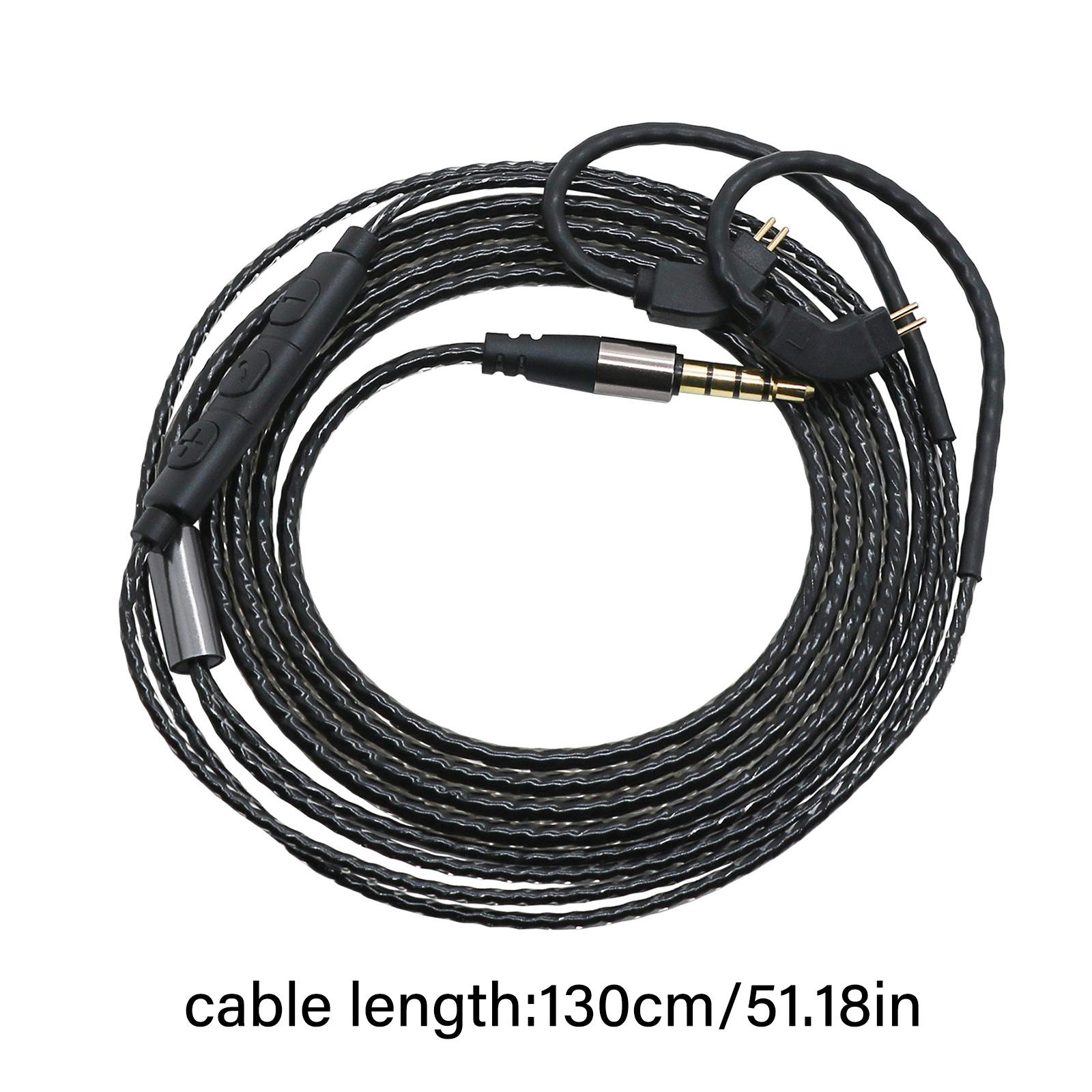 

Headphone Cable 0.78 3.5MM Upgraded Ergonomic Angled Sound Transmission Headphone Cable Replacement Accessories чорний