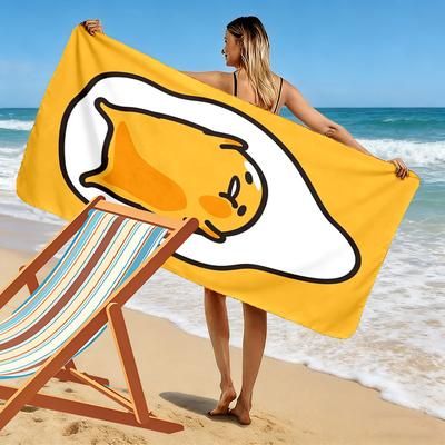 Creative Gudetama Lazy Egg 2D Flat Print Beach Towel, Large Soft Quick Dry Towel for Beach Camping SwimmingXSTJ0915271
