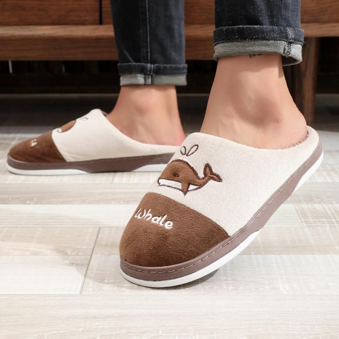 

Уютные женские тапочки с флисовой подкладкой, теплая и нескользящая домашняя обувь для осени и зимы 42-43 кофейный