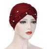 Fashion Gentlewomen Headscarf Hat Muslim Changeable Headdress Exquisite Elegant Beaded Hat