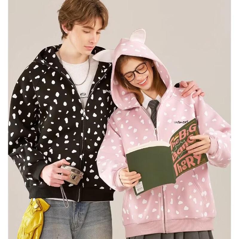 ICH MODE Spotted Full-Print Ear Hoodie Cardigan XL