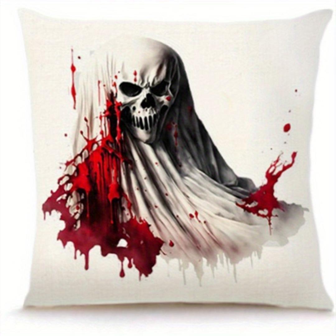 1pc Halloween Cushion Cover Ghost Evil Pumpkin Printed Washable Cover for Halloween Themed Party Living Room Bedroom Decoration 45x45cm