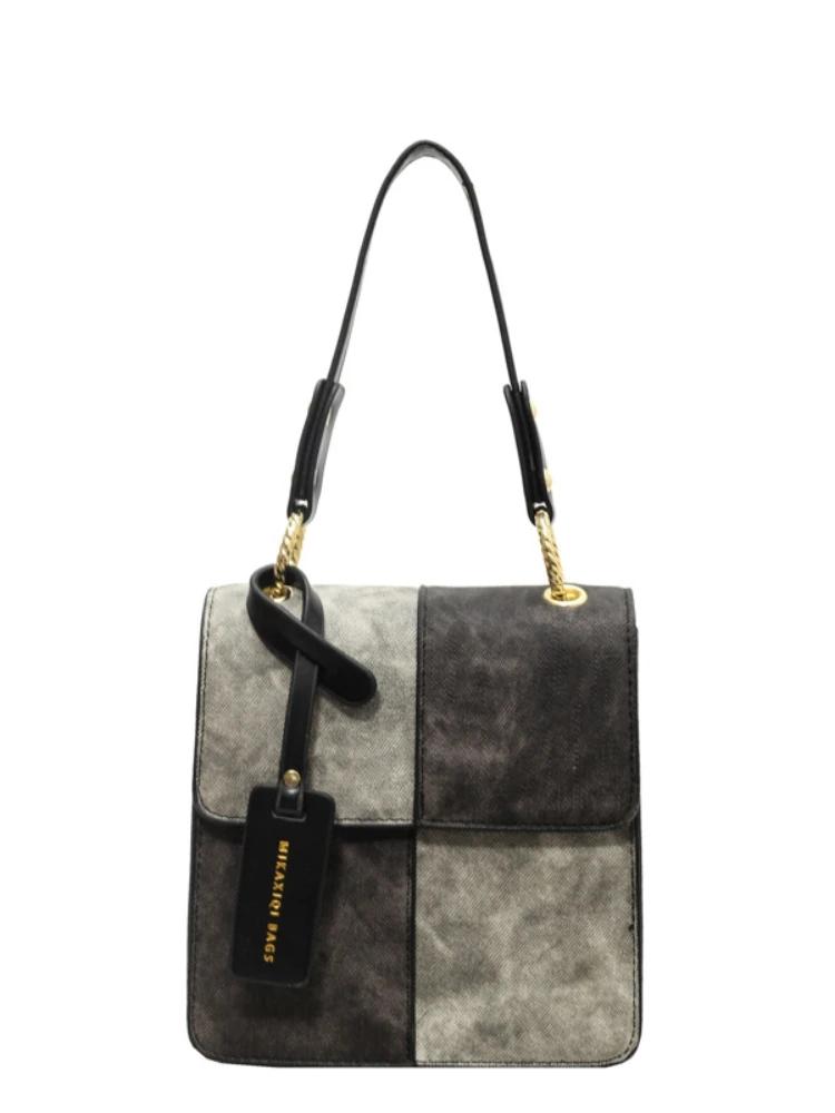 Unique Shoulder Crossbody Bag Pu Fabrics Texture Patchwork Bag French Style Casual Commuter Bag One Hundred Premium