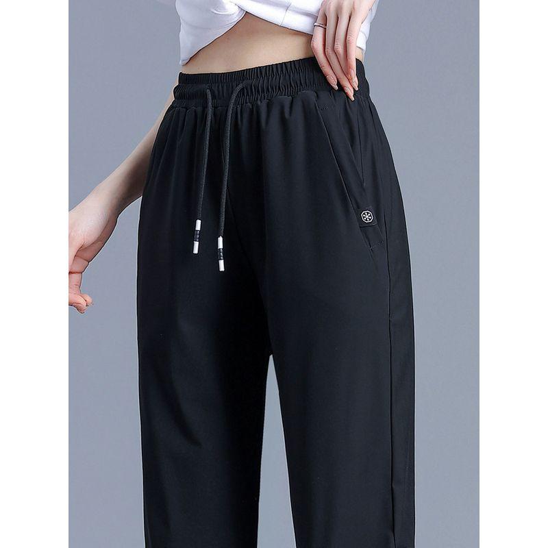 Summer New Arrival Ice Silk Leggings Women's Loose Four-Sided Stretch High Waist Straight-leg Quick-Drying Pants Plus Size Casual Pants Women's Thin