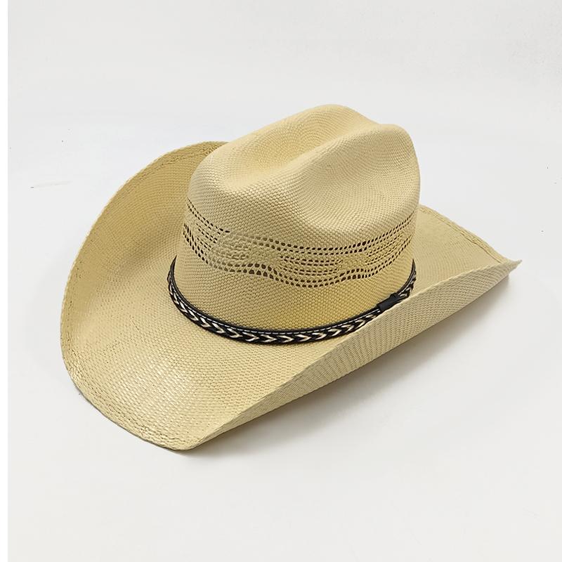 Men'S Cardboard Straw Hat Large Brim Western Cowboy Straw Hat For Men And Women Outdoor Summer Sun Hat Double Concave Cowboy Hat
