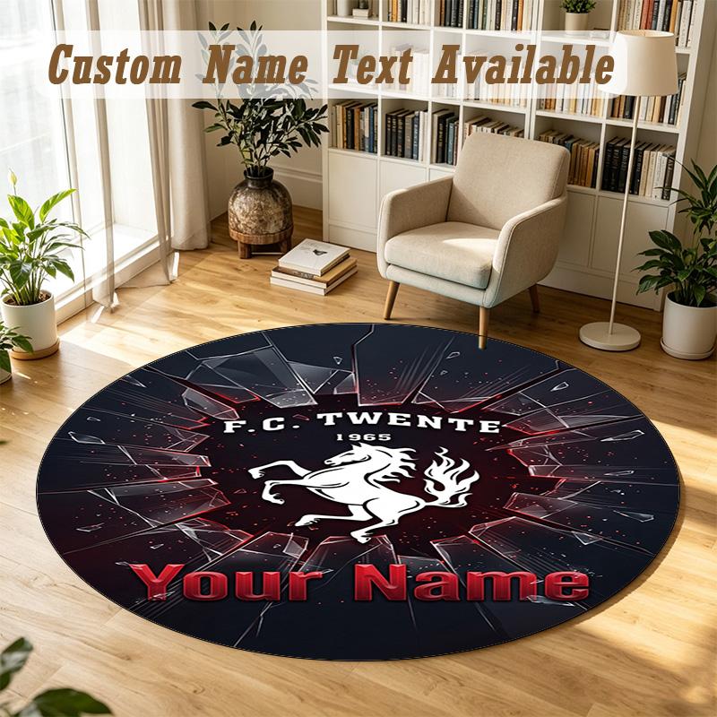 Rond Kleed Gepersonaliseerde NaamFC Twente Patroon Antislip Tapijt Huis Vloer Decoratie