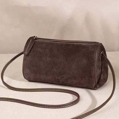 Niche High-end Simple Fashion Single Shoulder Crossbody Matte PU Pen Holder Retro Cylinder Women's Bag Small Bag