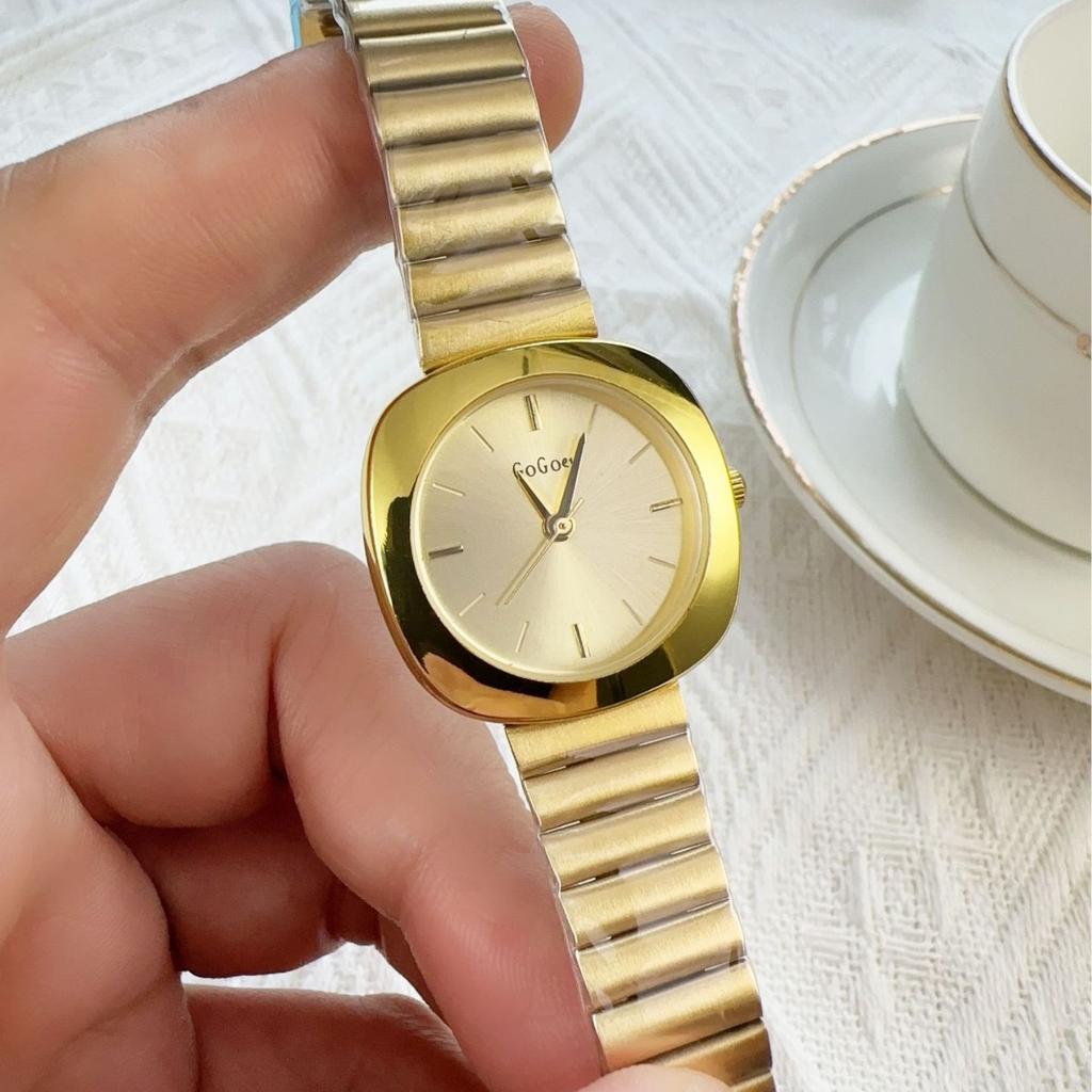Ceas de mână casual cu cuarț pentru femei Ceas simplu auriu Brățară ajustabilă din oțel inoxidabil Ceas de mână Doamne Ceas de lux Cadouri