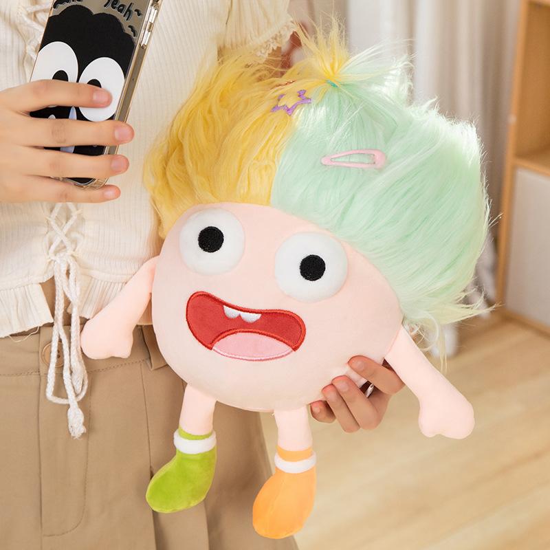 Cute Plush Pillow Big Eyed Crazy Doll Fluffy Stuffed Toy Doll Soft Plush Cushion Funny Odd Looking Plushie Toy Gift For Girls