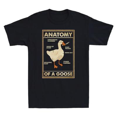 Anatomy of A Goose Funny Duck Graphic Gaming Gamer Vintage Black T Shirt Harajuku Gothic Women Tshirt Ullzang Streetwear Top