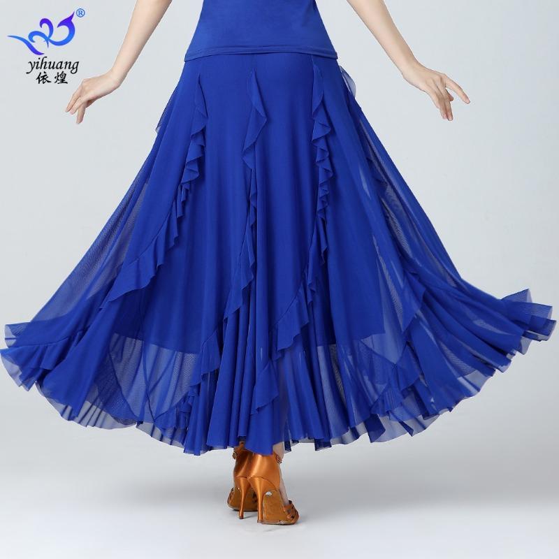 

Национальная одежда для сценических выступлений по бальным танцам, танцевальная юбка, одежда для практики, одежда для выступлений, сетчатая юбка, юбка для бальных танцев, танцевальная юбка XL синий