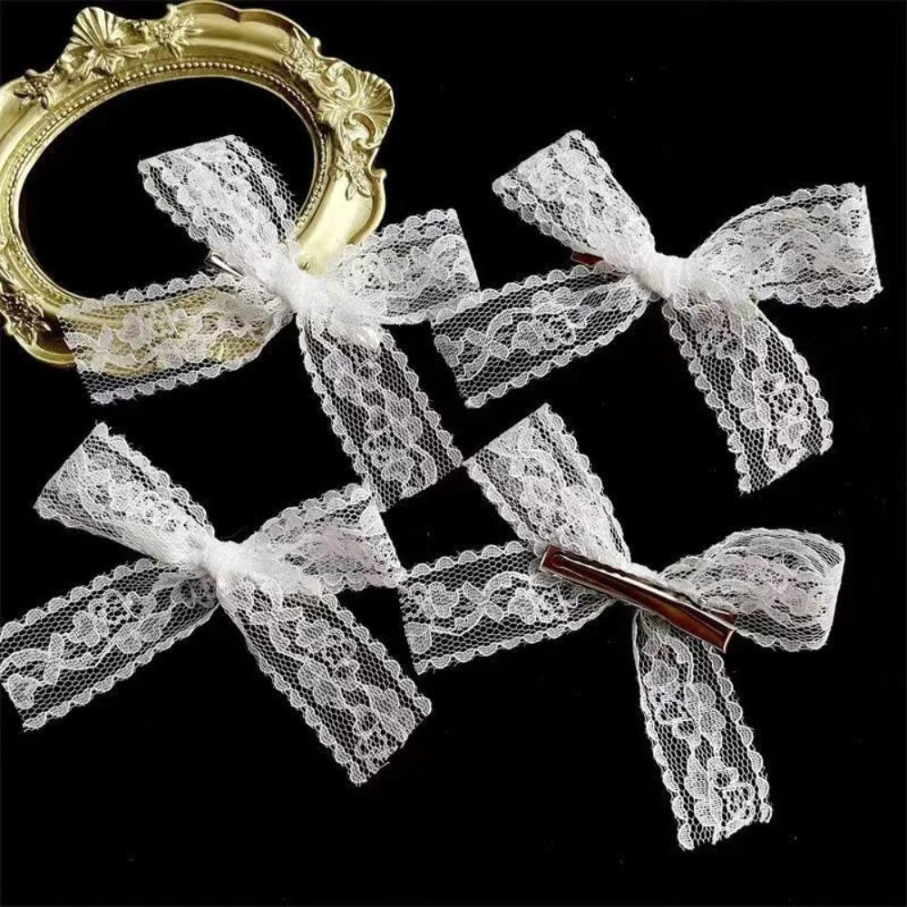 Bowknot Simple Hairclip Lace Lolita Bow Hairpin Decorate Solid Color Hair Pin
