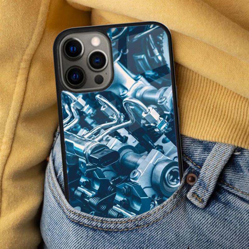 Car Parts Auto Mechanic Soft Phone Case for iPhone 17 Air 16e Pro Max 15 Pro 13 14 Plus 11 12 MagSafe Magnetic Coque