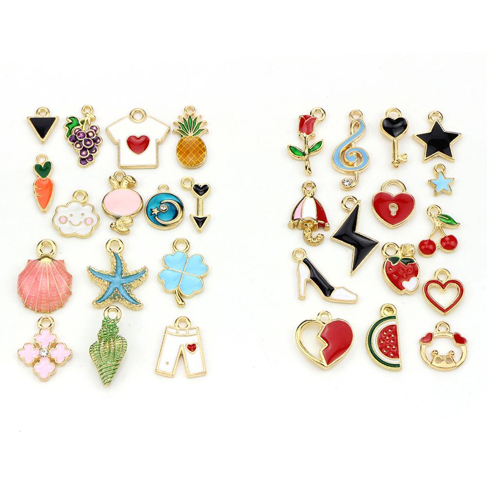 30Pcs Colorful Pendants Plated Mixed Styles for DIY Bracelet Necklace Earring Jewelry Accessories