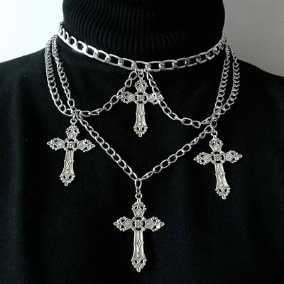 Goth Streetwear Náhrdelníky Grunge Cross Přívěsky Ženy Muži Řetízek na krk Nezávislé šperky na krku 2021 E Girl Choker Estetický Kpop