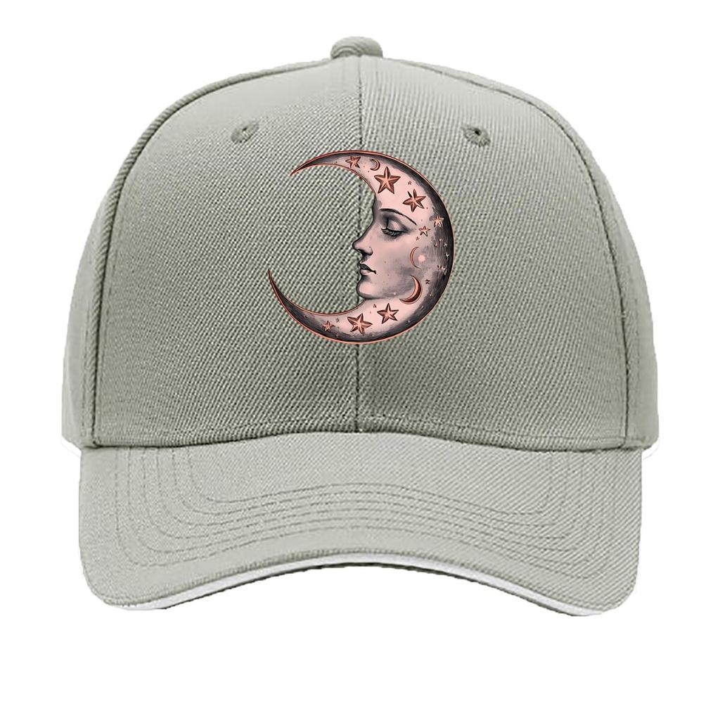 Vintage Celestial Moon Face Wall Art Sandwich Baseball Cap