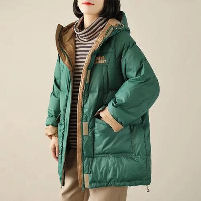 Women's Winter 90% White Duck Down Jacket  Fashion Loose Hooded Jacket Warm Thick Snow Parkas Female Winter Down Outerwear