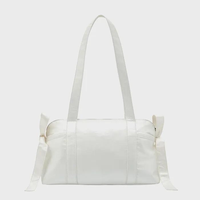 Nylon ribbon bag in ivory