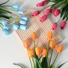 Artificial Flowers 3-Head Silk Tulip Bouquet with Bendable Iron Wire Stem Faux Floral Arrangement Wedding Decorations Photography Props