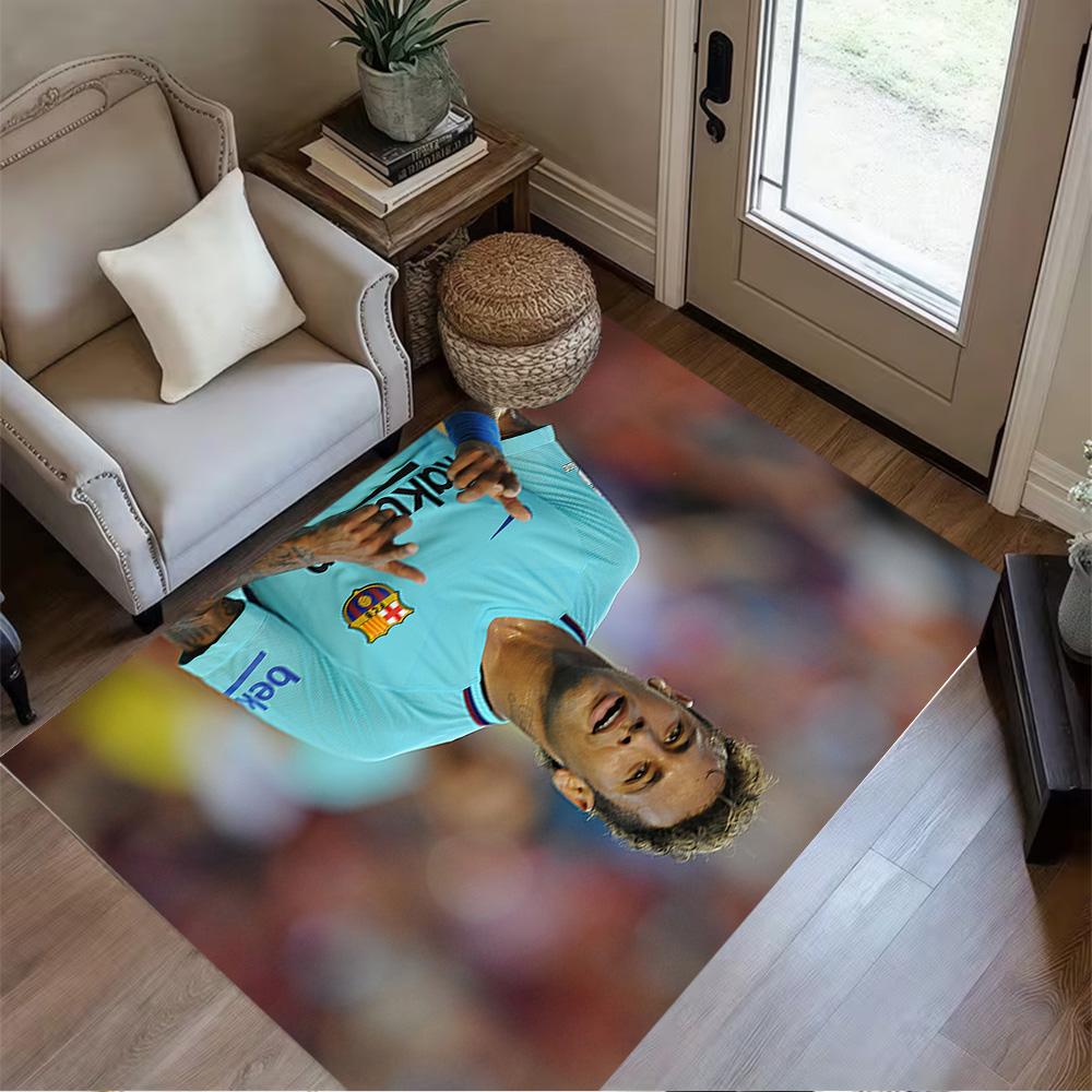 Brazilian Footballer Hairstyle Floor Rug Office Rug Perfect for Game Room Dormitory Bedrooms Study Room Anti-slip Rug Anime Office Decor