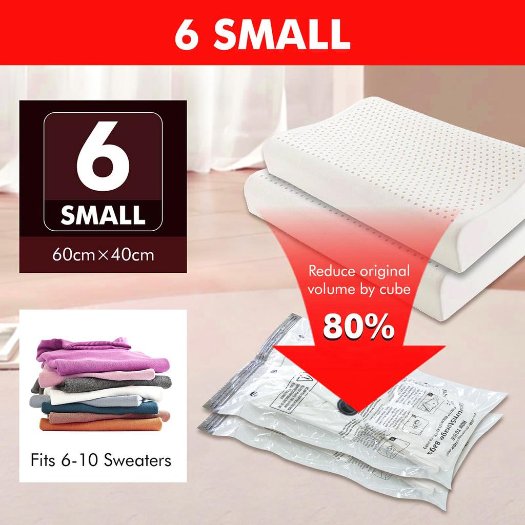 Vacuum Storage Bags, Space Saving Bags for Clothes Blankets, Travel Storage with Hand Pump, PA+PE Thickened Organizer