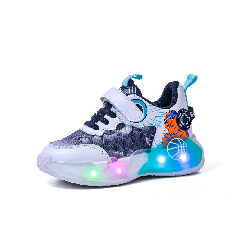 Scarpe da Bambino Primavera Nuova Moda Comfort Scarpe da Ginnastica per Bambini Con Luci Traspiranti Suola Morbida Scarpa da Ragazzo Cartone Animato Classico alla Moda Scarpe Casual