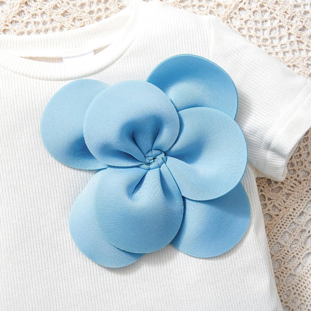 Mädchen Baby Rockanzug 9M-4J Sommermode Mädchen Dreidimensionale Blumen Kurzarm + Schleife Tutu Rock Anzug