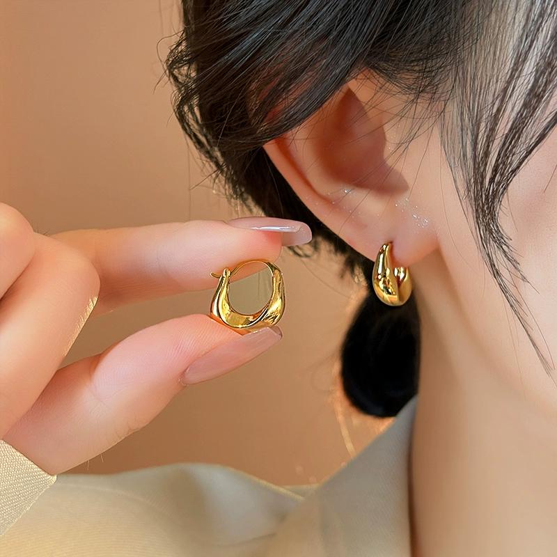 925 Silber Creolen für Damen Mode Klobig Rund Kreis Hängend Hypoallergener Schmuck Party Geschenke