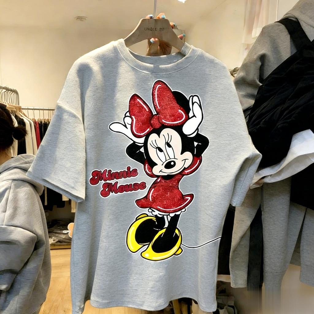 Unisex Oversized Minnie Mouse Cartoon T Shirt Women Men Vintage Short Sleeve Tee Summer Y2k Casual Streetwear Disney Print Tops