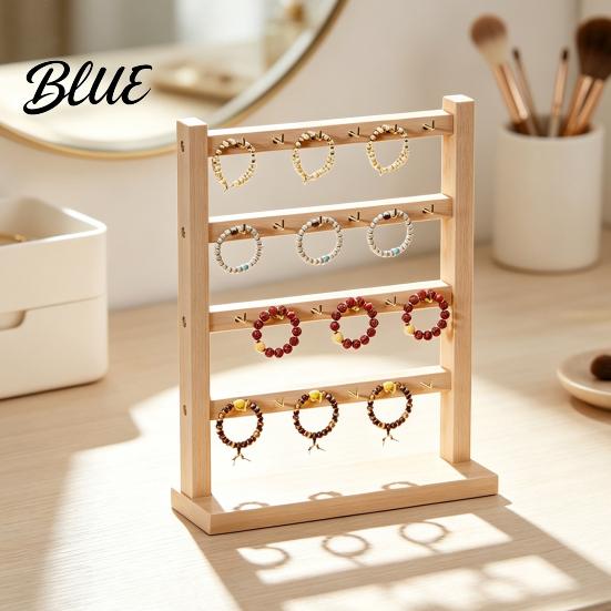 Earring Ring Storage Wooden Jewelry Organizer Durable Display Stand Multiple Layers Space Rustic Wood Saving Rack for Necklaces Bracelets