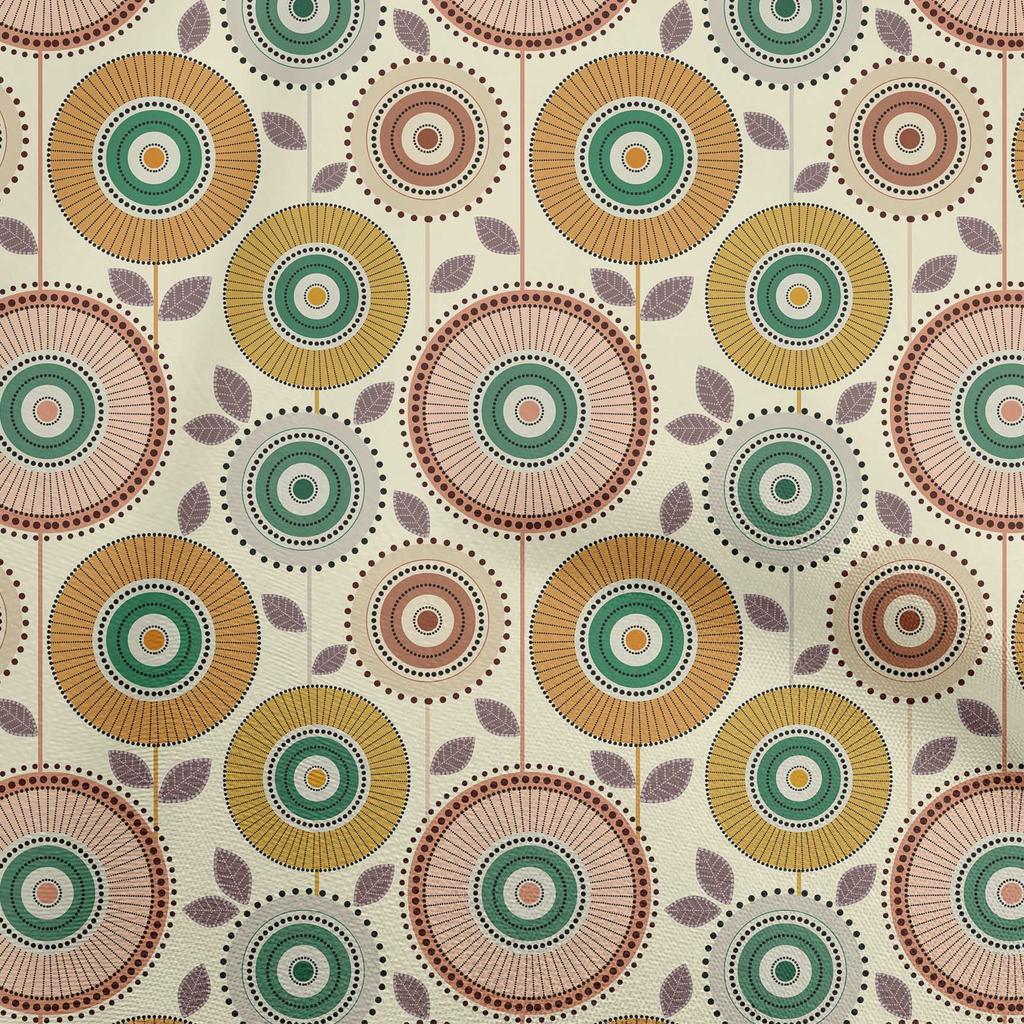 oneOone Cotton Flex Dark Mustard Fabric Dotted Floral Quilting Supplies Print Sewing Fabric By The Yard 40 Inch