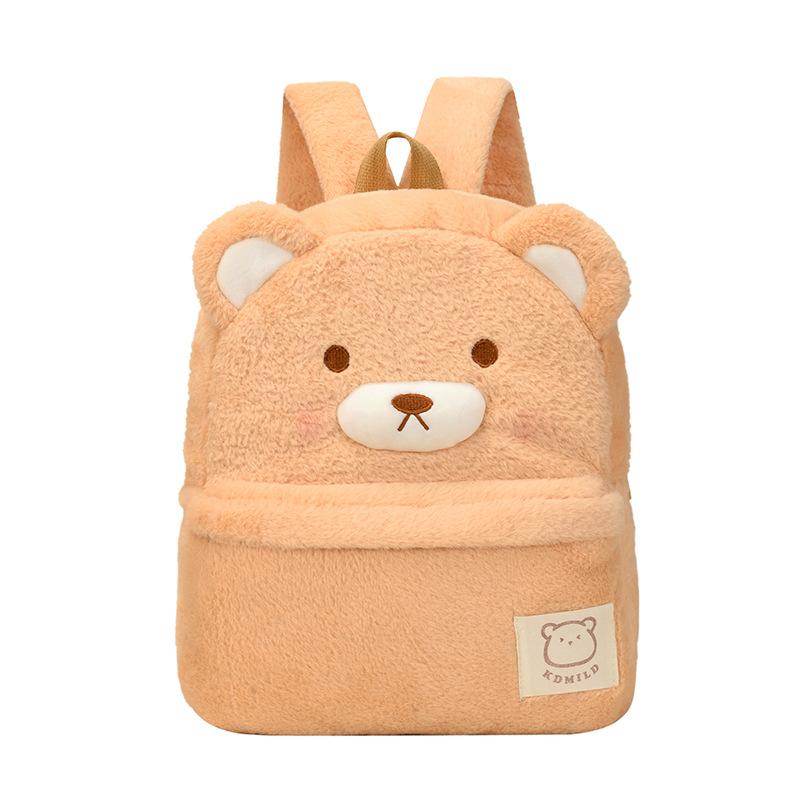 

Коричневый плюшевый удобный рюкзак с животным для детей школьная сумка