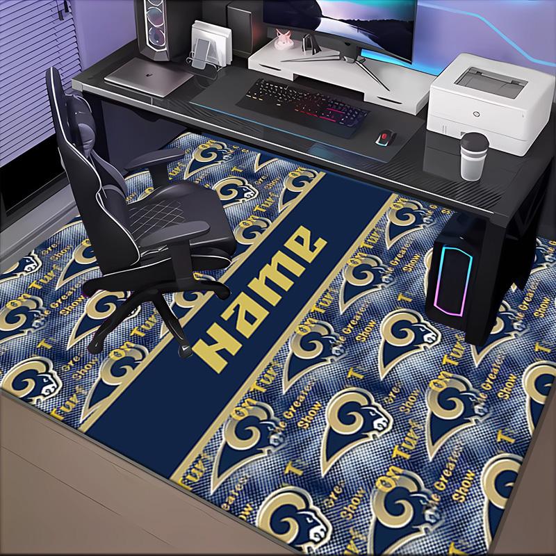 Custom Name Rams Team Spirit Rug Game Carpet, Floor Mat for Bedroom Living Room Entryway Rug, Home Decor Idea Gift for Christmas Birthday