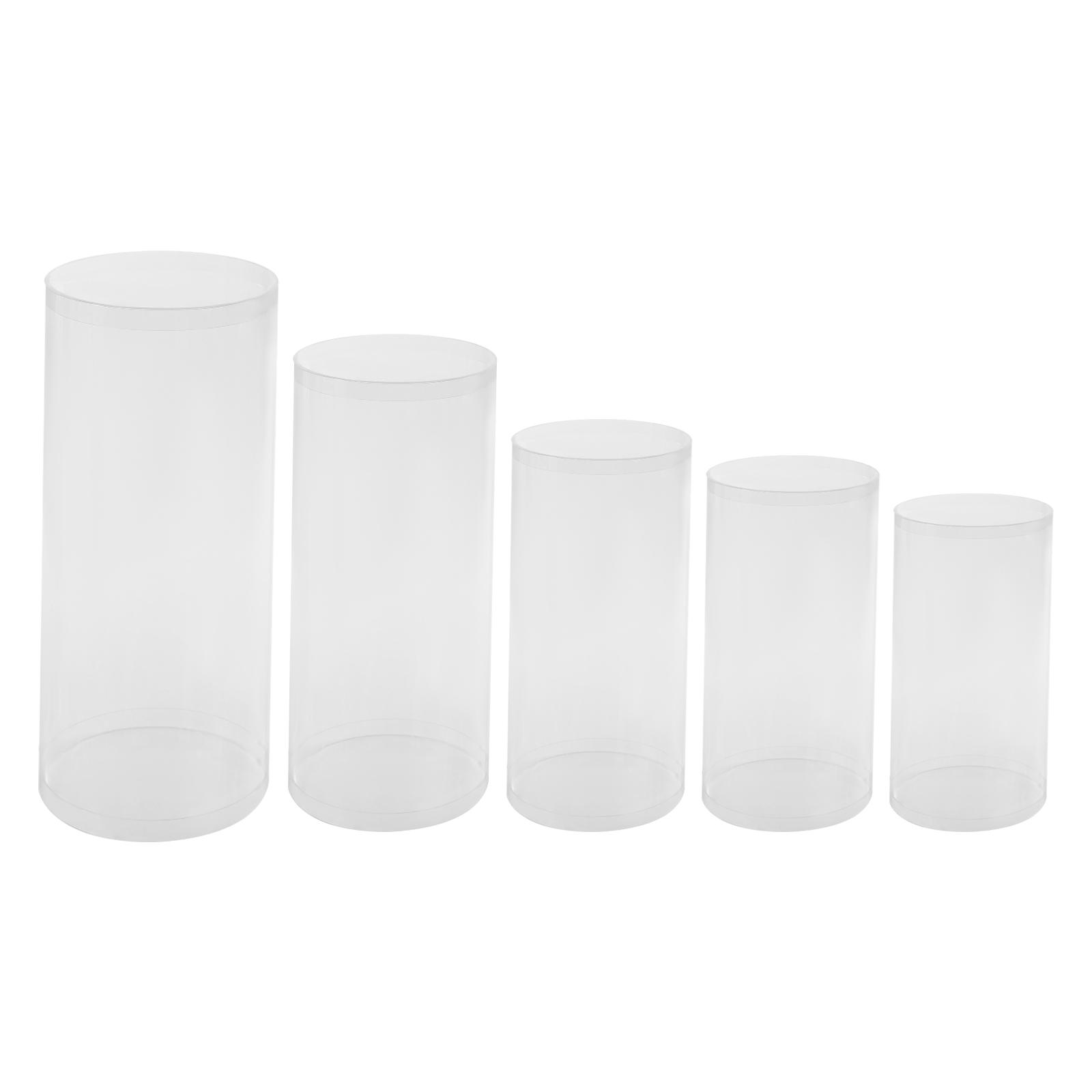 

5 Pcs Acrylic Display Stand Set for Wedding Certificate Photo Holder, Clear Cylinder Pillar for Party Decor Exhibition Table чистый
