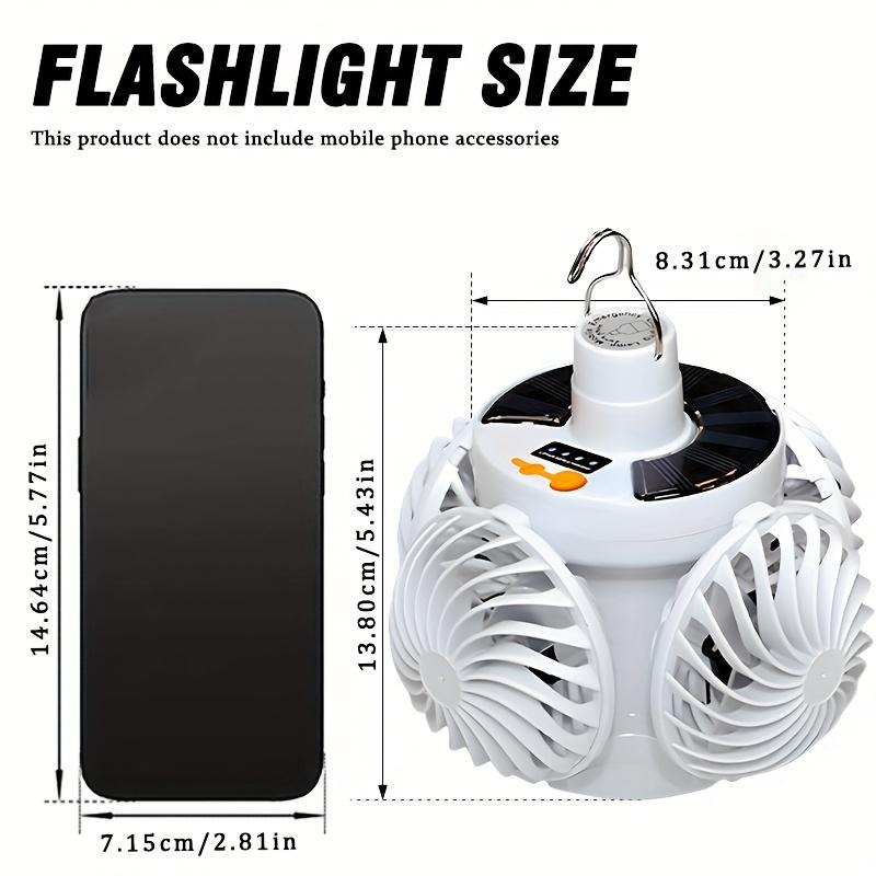 Solar Camping Fan,Light with Ceiling Fan, USB Rechargeable Portable Electric Fan, Hangable Handheld Light with Adjustable Speed,3 Colors, Tent,