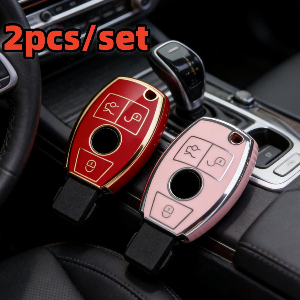 

2pcs Car Key Case Covers For Mercedes Benz CLA GLA GLC GLK W176 W463 W251 A B C E S Class W204 W211 Accessories