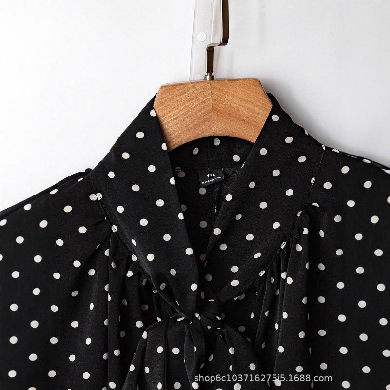 New Spring and Autumn Women's Long-sleeved Fashionable Commuting Versatile Design Polka Dot Shirt